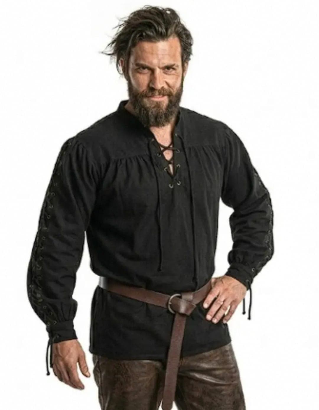 Men's Black Lace-Sleeve Pirate Shirt — Shirts by Magic Clothing Circle
