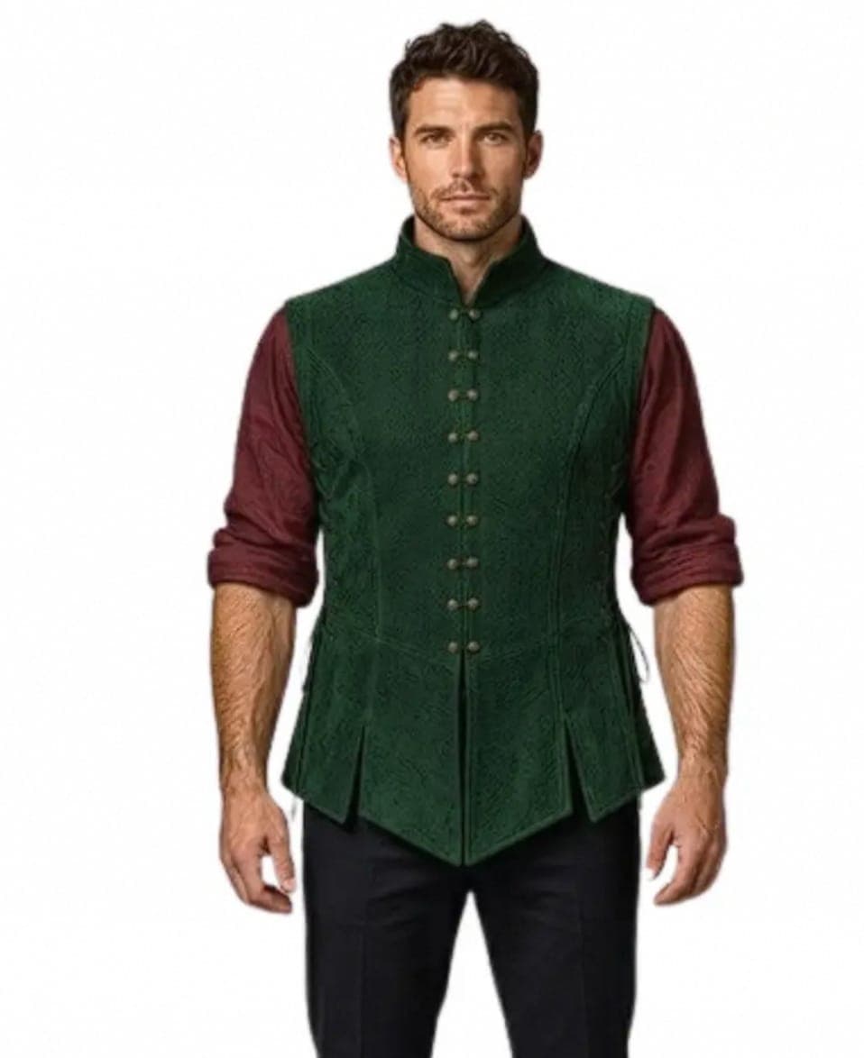 Men's Forest Green Double-Breasted Vest — Vests by Magic Clothing Circle