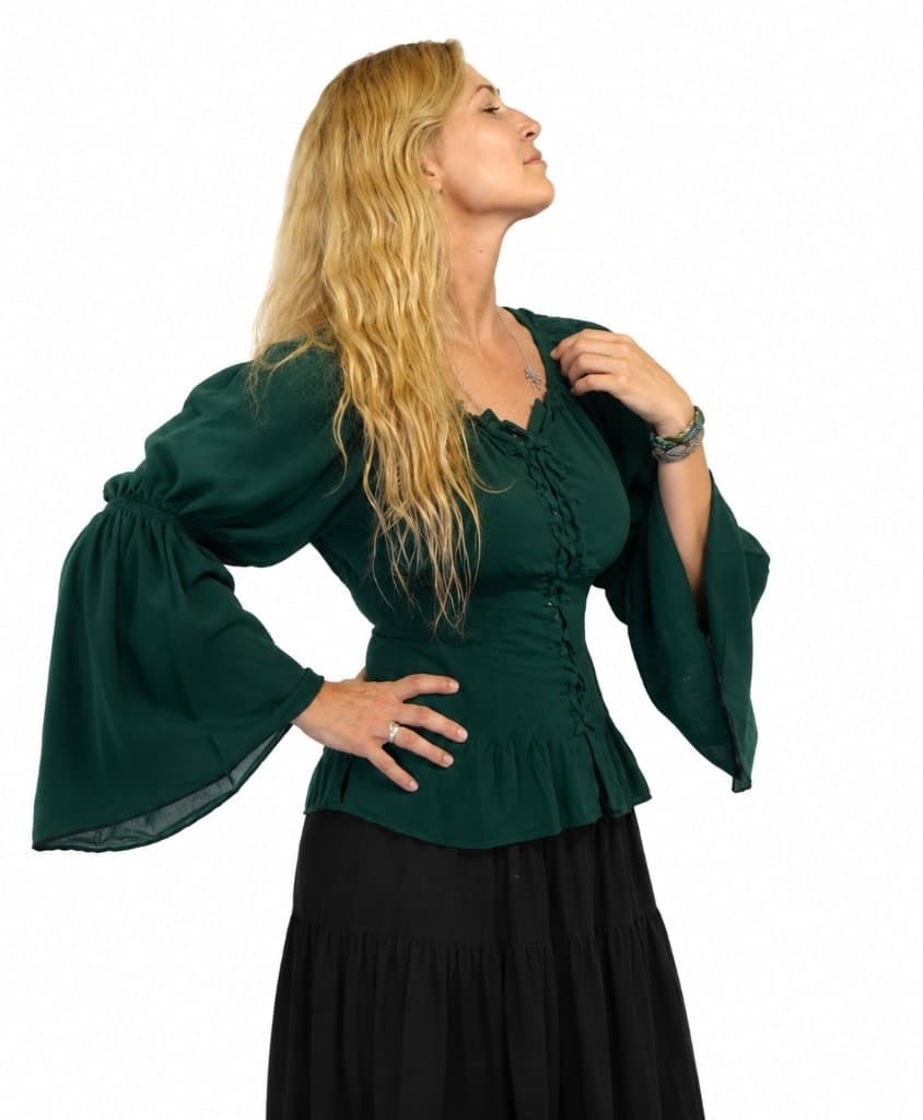 Women's Forest Green Laced Blouse — Blouses by Magic Clothing Circle