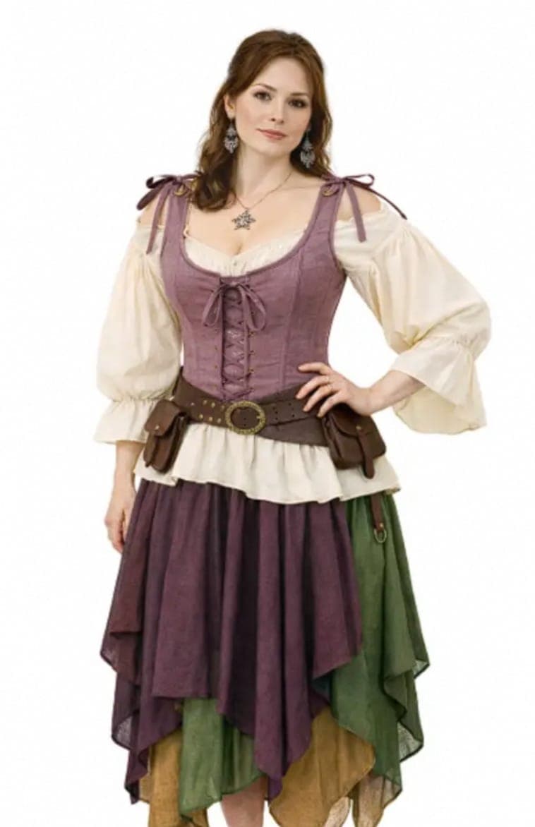 Women's Mauve Laced Bodice Layered Look — Bodices by Magic Clothing Circle