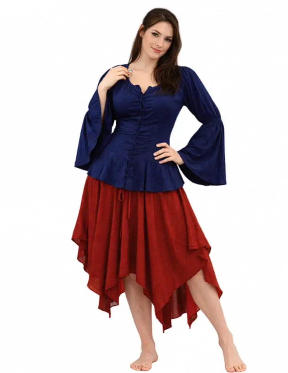 Women's Navy Blouse & Rust Skirt Look — Blouses by Magic Clothing Circle