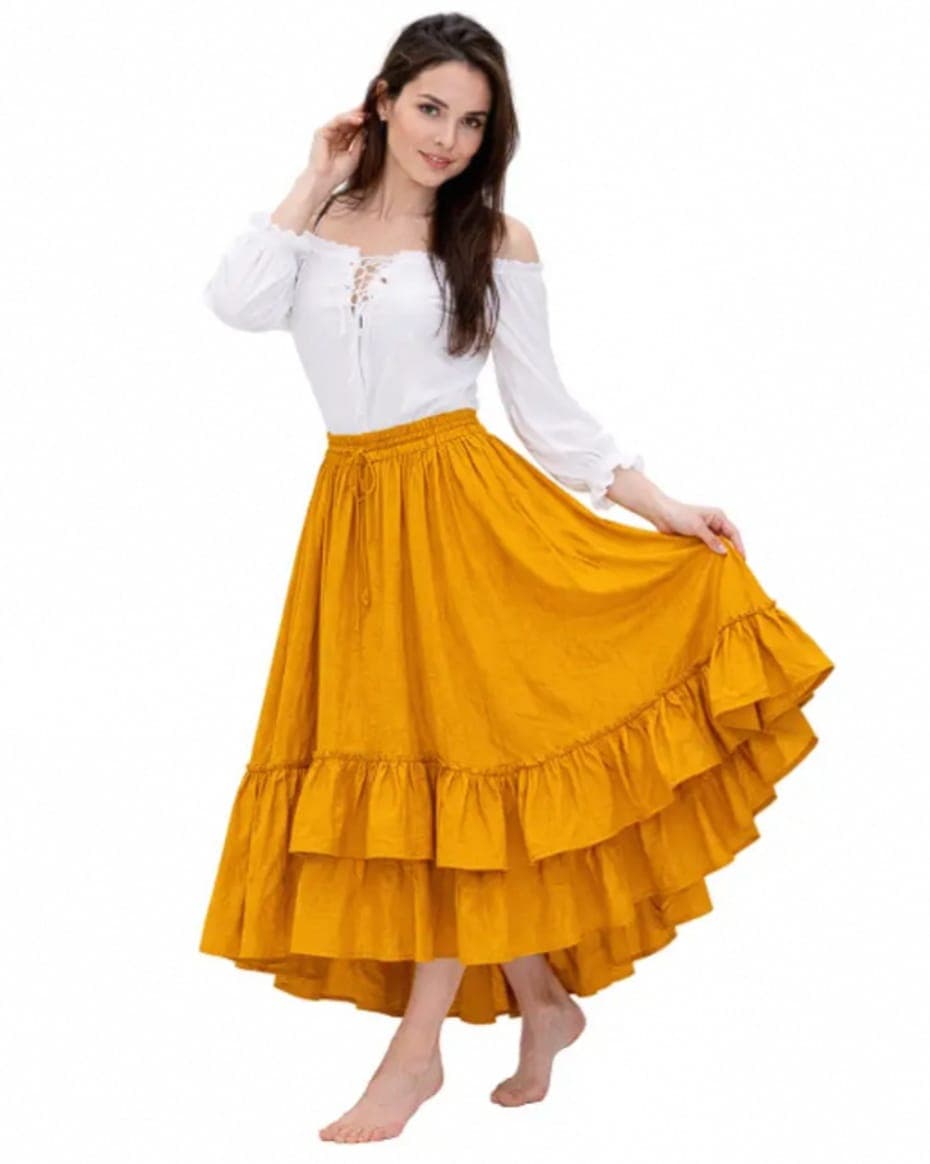 Women's White Blouse & Mustard Skirt Look — Blouses by Magic Clothing Circle